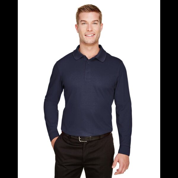 Men's CrownLux Performance® Plaited Long Sleeve Polo Thumbnail