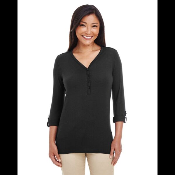 Women's Perfect Fit™ Y-Placket Convertible Sleeve Knit Top Thumbnail