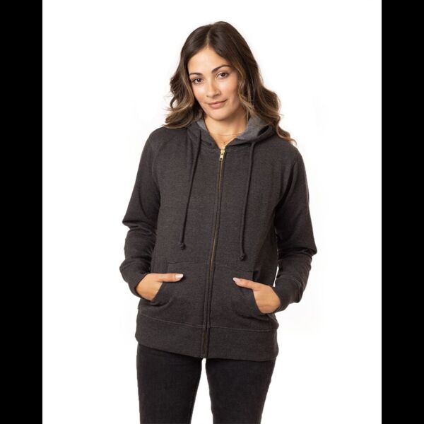Women's Heathered Full-Zip Hooded Sweatshirt Thumbnail