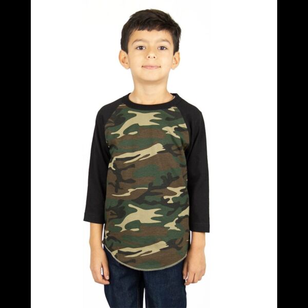 Youth Three-Quarter Sleeve Camo Raglan T-Shirt Thumbnail