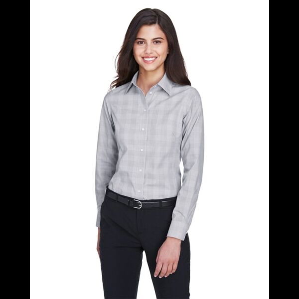Women's Crown Collection® Glen Plaid Woven Dress Shirt Thumbnail
