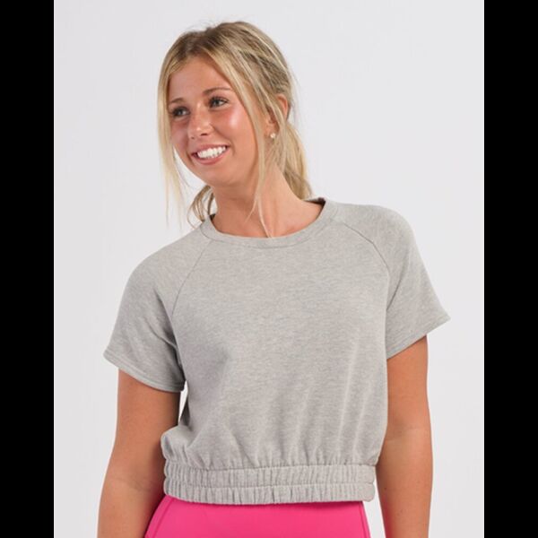 Women's French Terry Short Sleeve Cropped Crewneck Sweatshirt Thumbnail