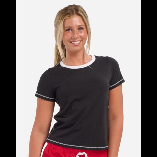 Women's Contrast Stitch Baby Tee Thumbnail