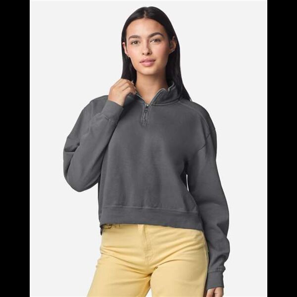 Women's Garment-Dyed Mid-Length Quarter-Zip Sweatshirt Thumbnail