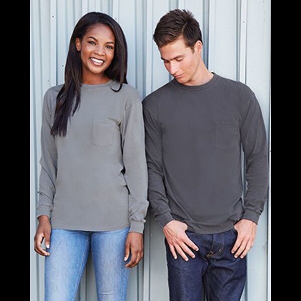 Unisex Inspired Dye Long Sleeve Pocket T-Shirt Thumbnail